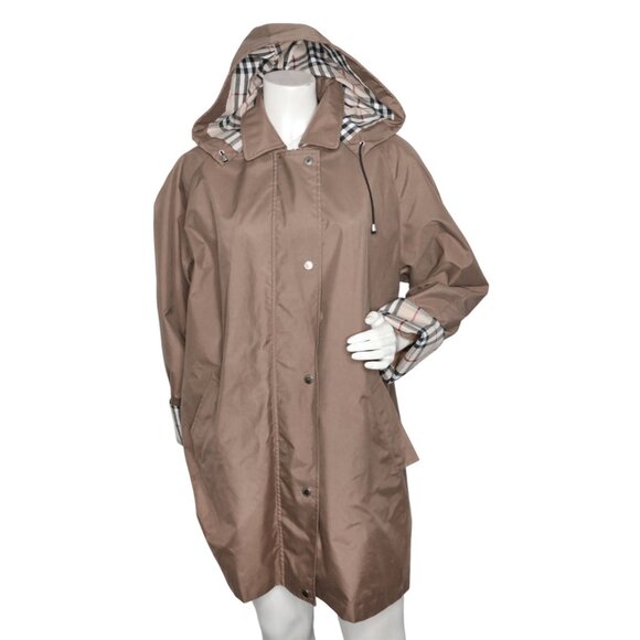 Vintage Burberry Nova Check Trim Rain Jacket Windbreaker Wool Liner Coat Brown - Picture 4 of 16